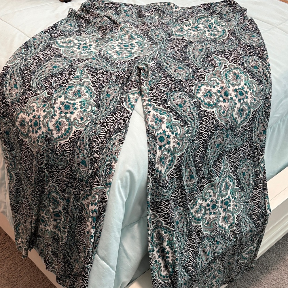 Cato Black and Teal Wide Leg Pants